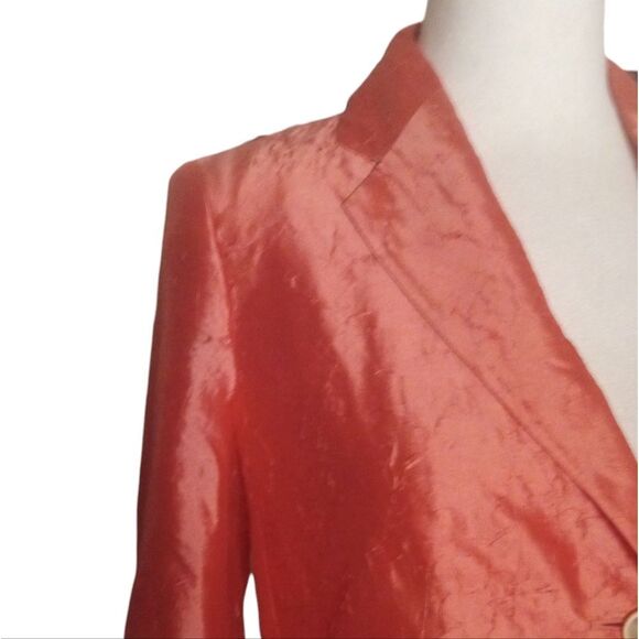 Talbots Grapefruit Color Notched Collar Silk Nylon Blend Blazer Size 4 - Picture 3 of 8